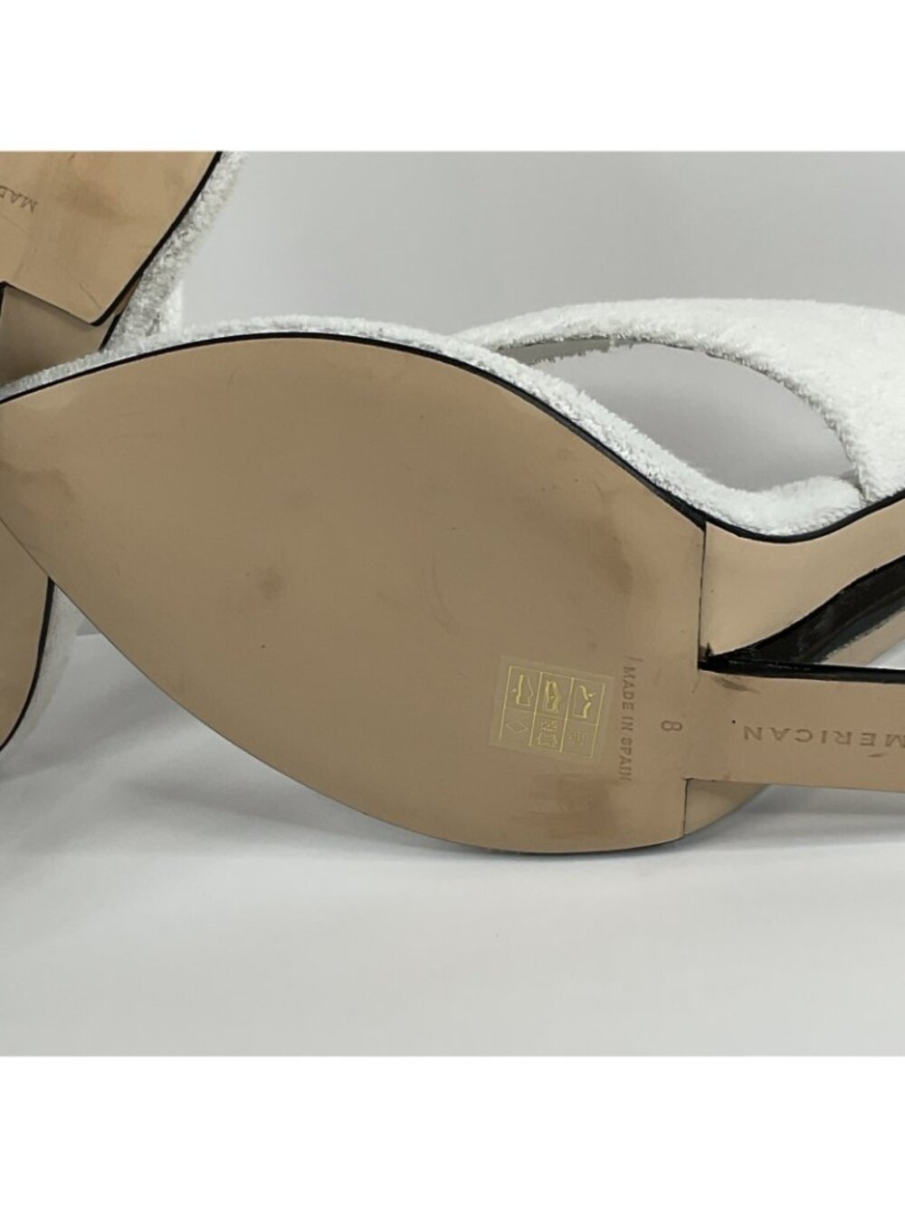 Good American Heels Womens Sz 8 White Terry Cloth Cinder F*cking Rella $260 Nwb - Picture 11 of 16